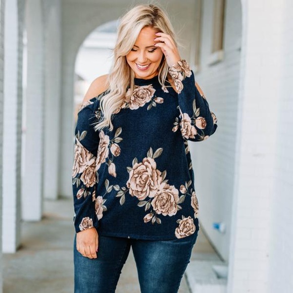 Fall Cold Shoulder Floral Top - Picture 3 of 6